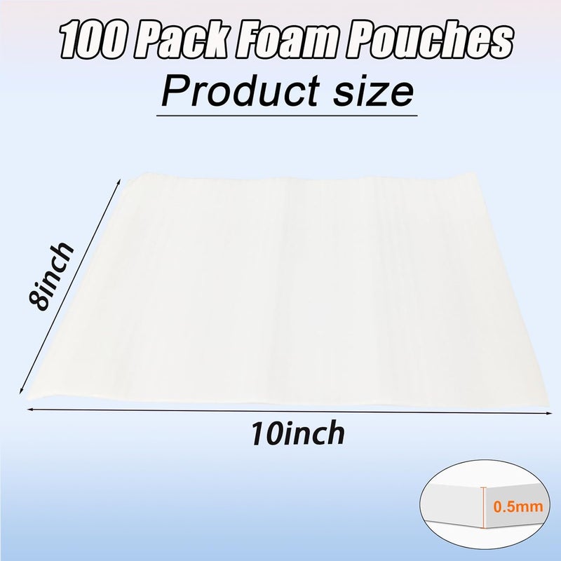 XHMAXE 100PCS Cushioning Foam Pouche,8x10Inch Packing Pouche Packing Supplies for Moving and Storing,Foam Pouches for Small Fragile Items/Small Electronic Products/Cosmetic Products/Jewelry/Glasses/Cups - Image 2
